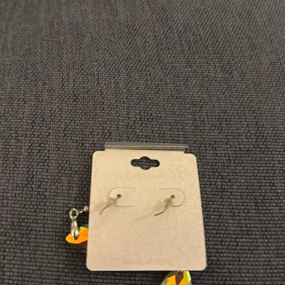 Vintage 90’s New Charlotte & Anna AB Crystal Dangle Earrings with Ear Wire Back. - Picture 2 of 5